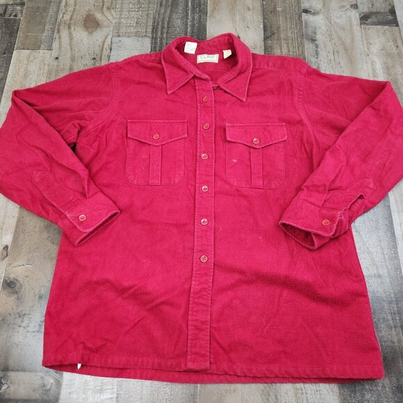 Vintage LL Bean size XL 20 Chamois Red Flannel Long Sleeve Shirt Made USA - Picture 1 of 11